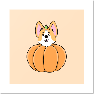 Corgi Pumpkin Halloween Posters and Art